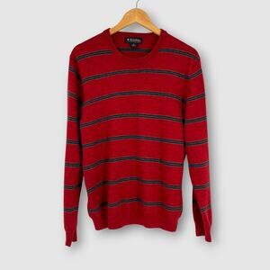 Brooks Brothers Red Striped Merino Wool Crewneck Sweater Size XL
